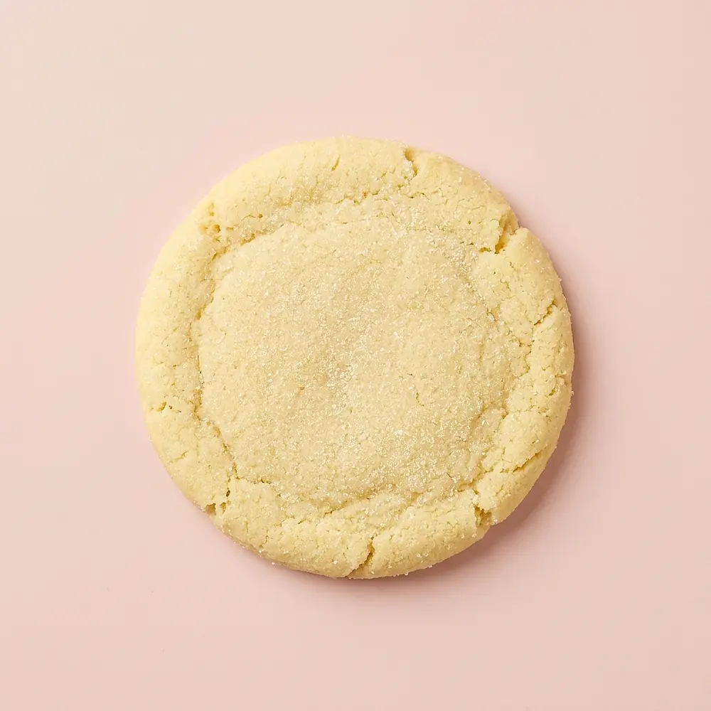 A lemon sugar cookie photographed from above