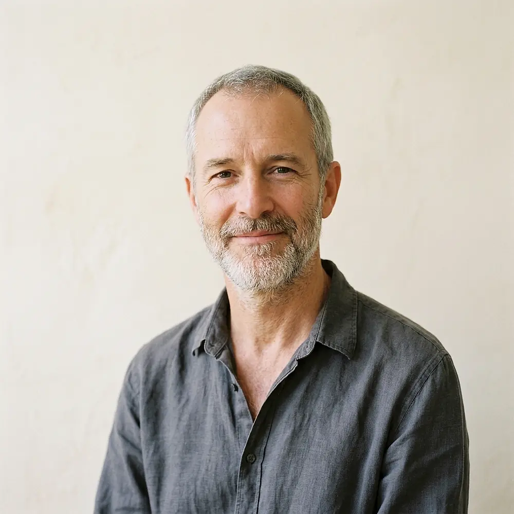 Owen Whitfield, who teaches chair yoga at Fern & Flow
