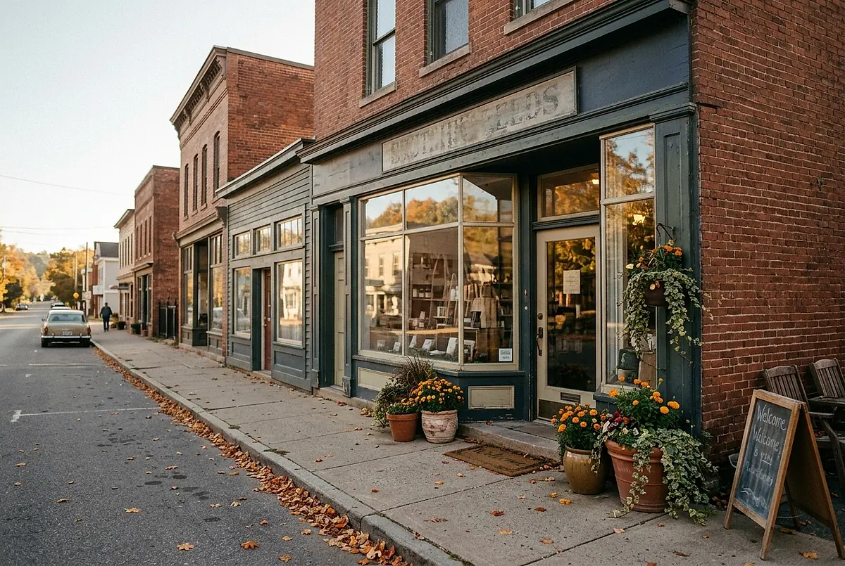A small independent shopfront with plants by the door