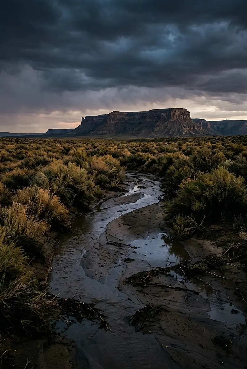 Cover art for Dry Wash: runoff cutting through a desert arroyo