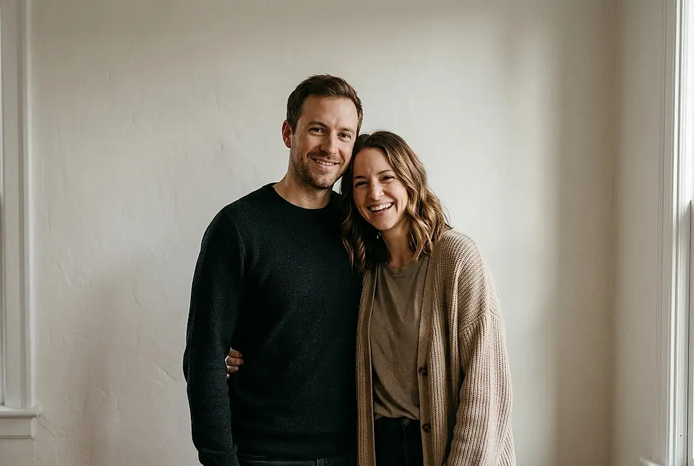 A couple smiling together