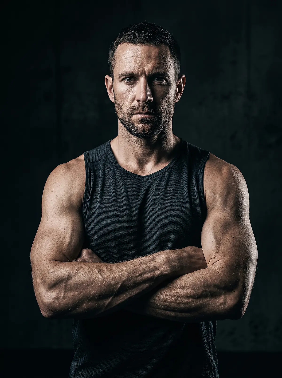 Derek Navarro with his arms crossed in the training studio