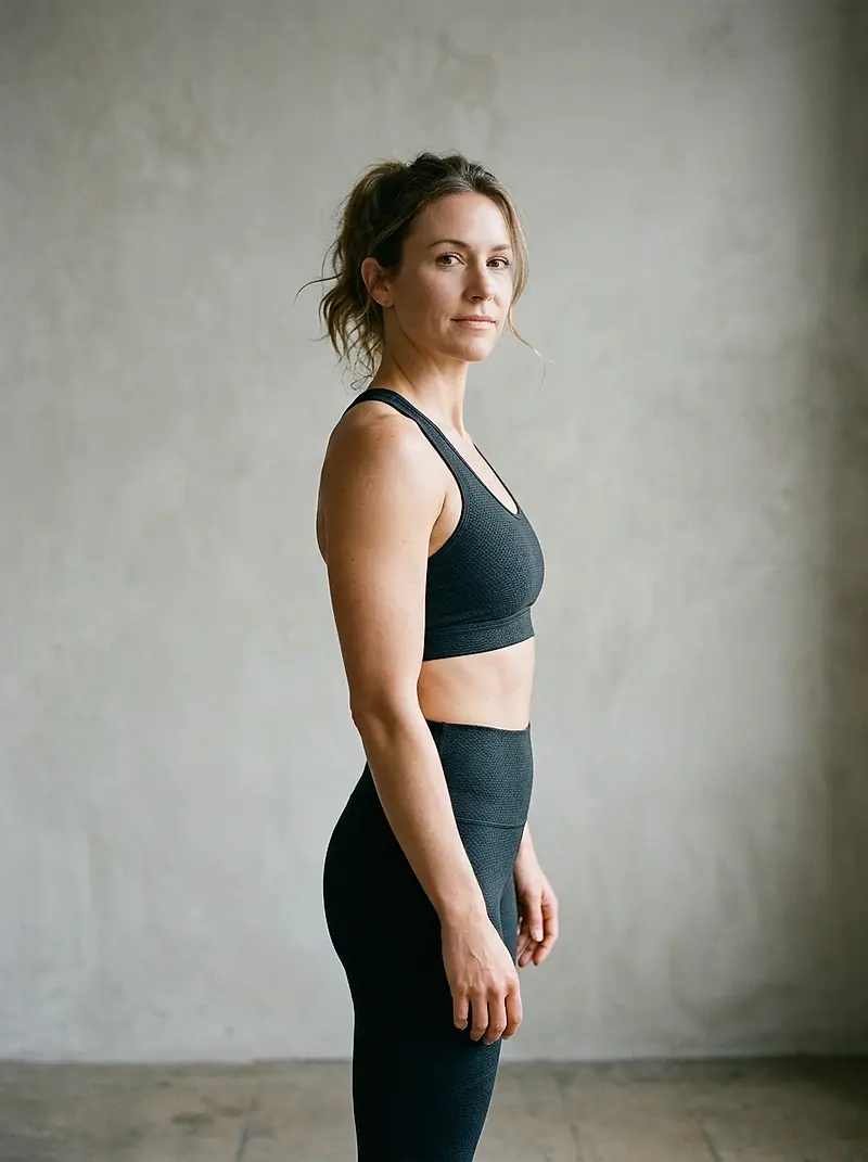 A client standing between sets during a session