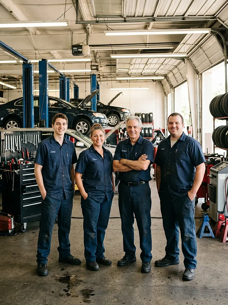 The Bluecrest crew, four certified mechanics