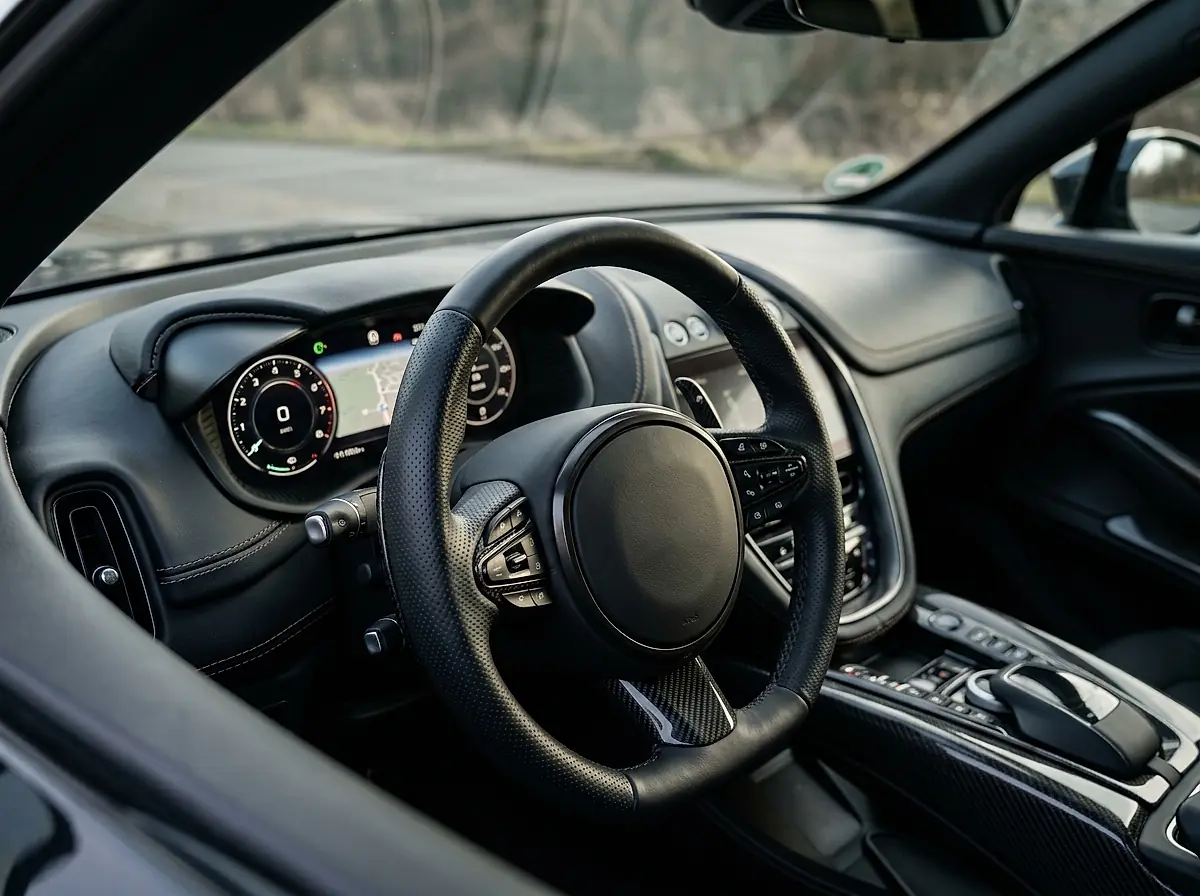 The driver's view of a European car: steering wheel and instrument cluster